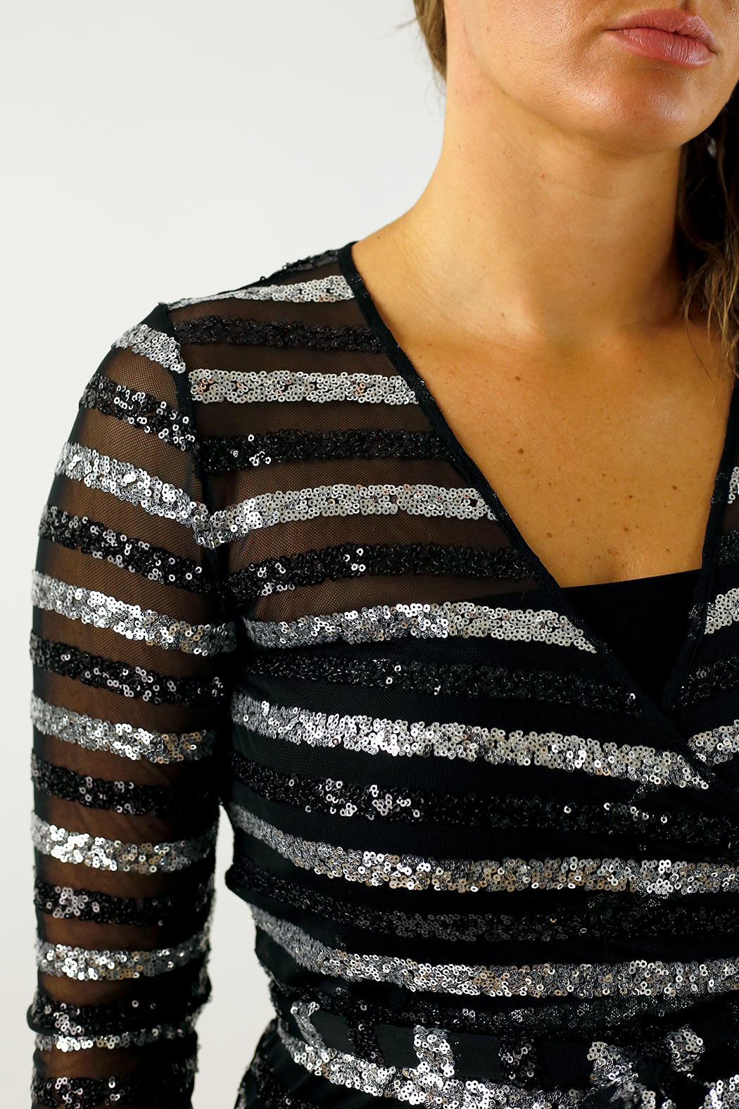 Silver Sequin Wrap Dress - FINAL SALE