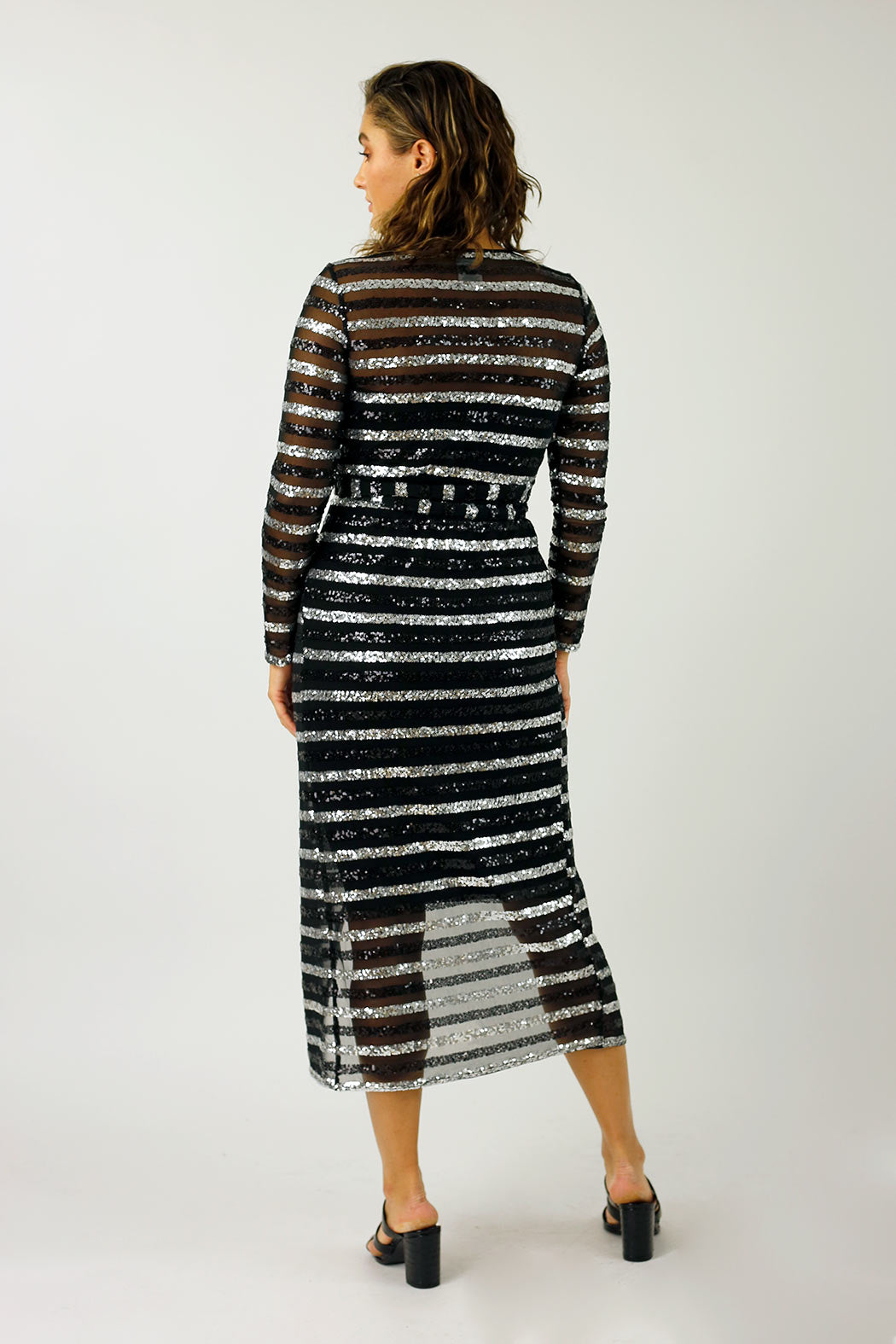 Silver Sequin Wrap Dress - FINAL SALE