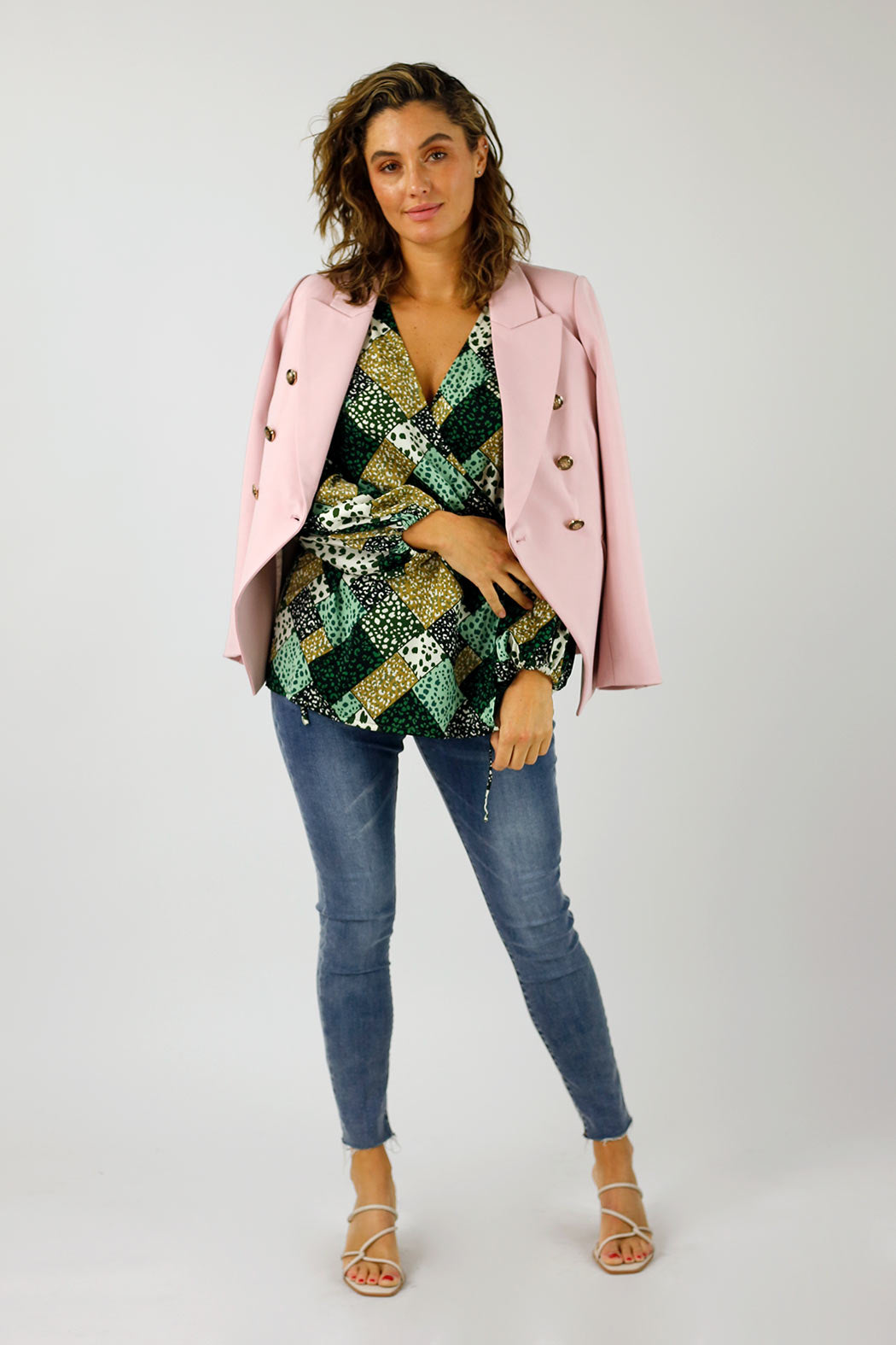 Green Silky Wrap Top - FINAL SALE