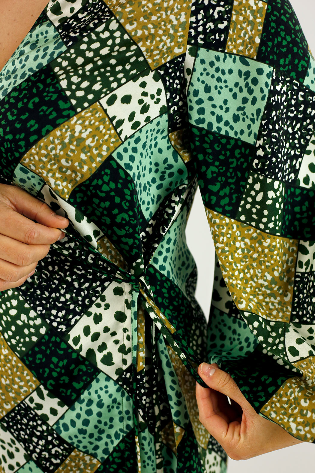 Green Silky Wrap Top - FINAL SALE