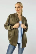 Khaki Satin Bomber Jacket - FINAL SALE