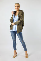 Khaki Satin Bomber Jacket - FINAL SALE