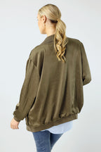 Khaki Satin Bomber Jacket - FINAL SALE