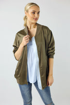 Khaki Satin Bomber Jacket - FINAL SALE