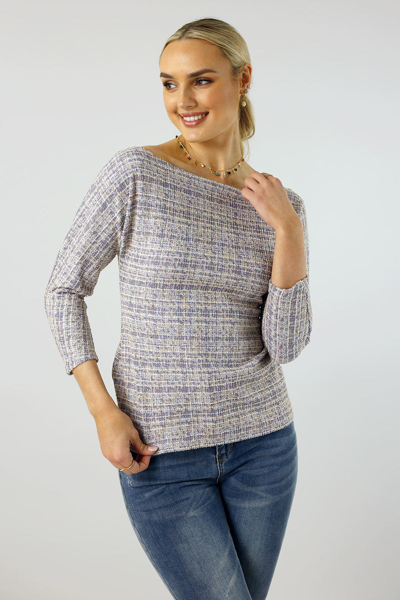 Lilac Stretch Tweed Top - Final Sale