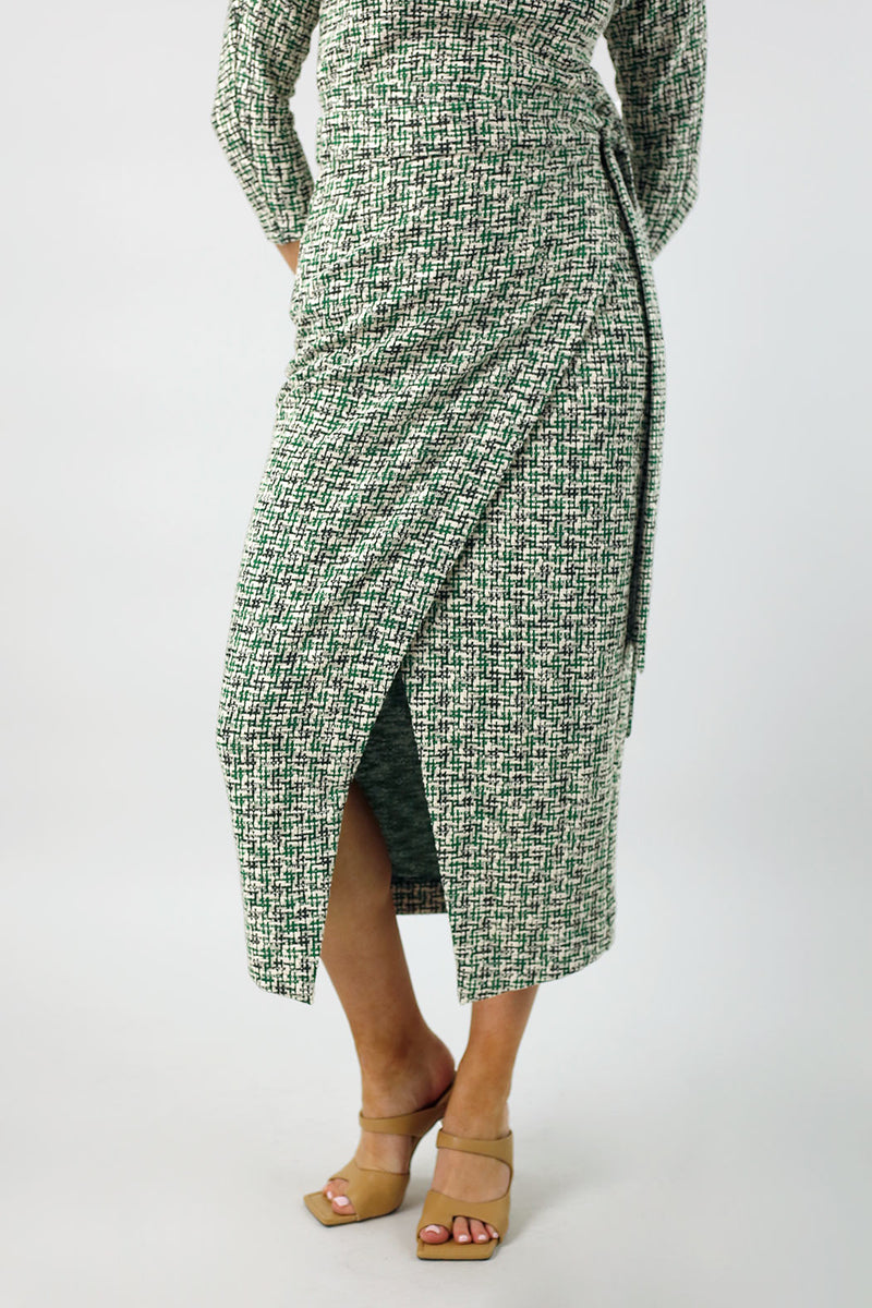 Green Stretch Wrap Skirt - FINAL SALE
