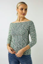 Green Stretch Tweed Top - FINAL SALE