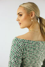 Green Stretch Tweed Top - FINAL SALE