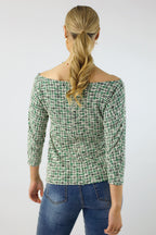 Green Stretch Tweed Top - FINAL SALE