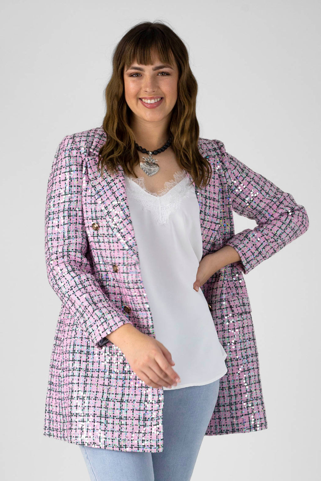 Pink Applique Blazer