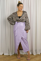 Lilac Vegan Leather Wrap Skirt - FINAL SALE