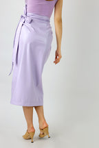 Lilac Vegan Leather Wrap Skirt - FINAL SALE