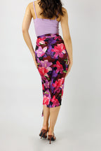 Magenta Tropical Silky Wrap Skirt - Final Sale