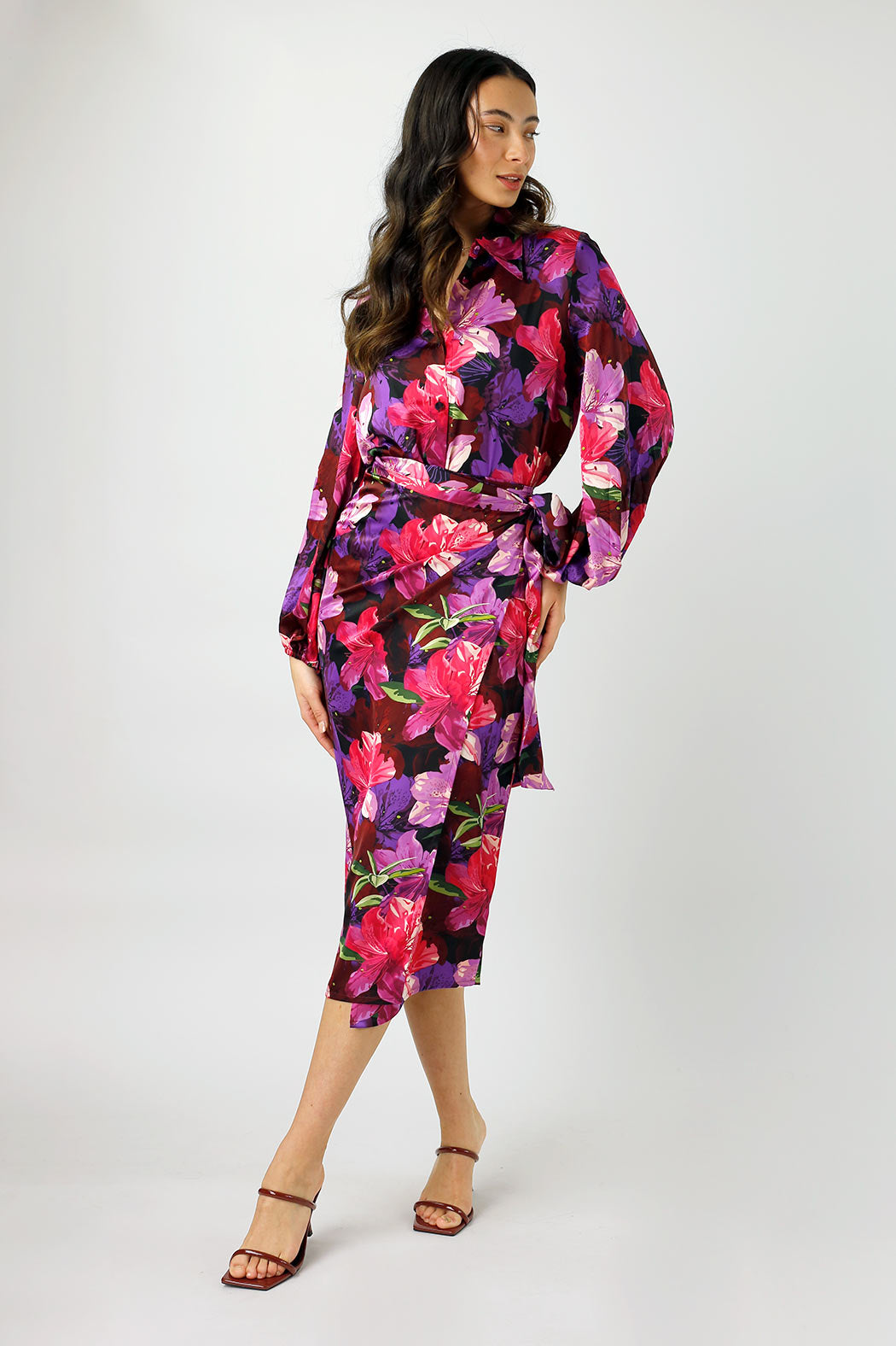 Magenta Tropical Silky Wrap Skirt - Final Sale