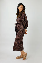 Brown Leopard Silky Wrap Dress - Final Sale