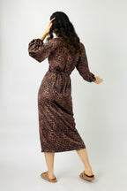 Brown Leopard Silky Wrap Dress - Final Sale