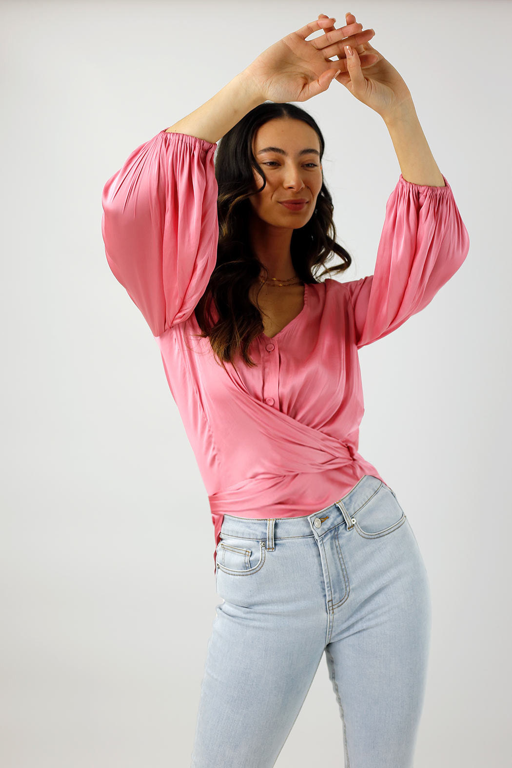 Pink Silky Zhoush Shirt - Final Sale