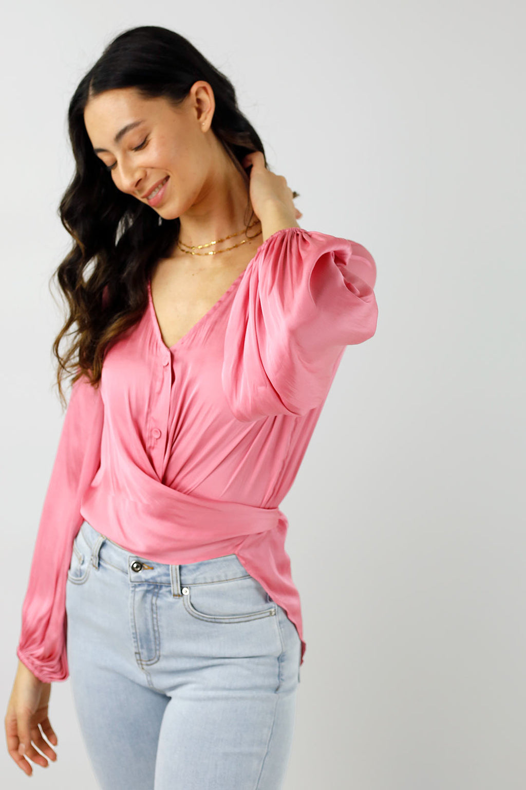 Pink Silky Zhoush Shirt - Final Sale