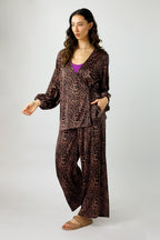 Brown Leopard Silky Long Culotte - Final Sale