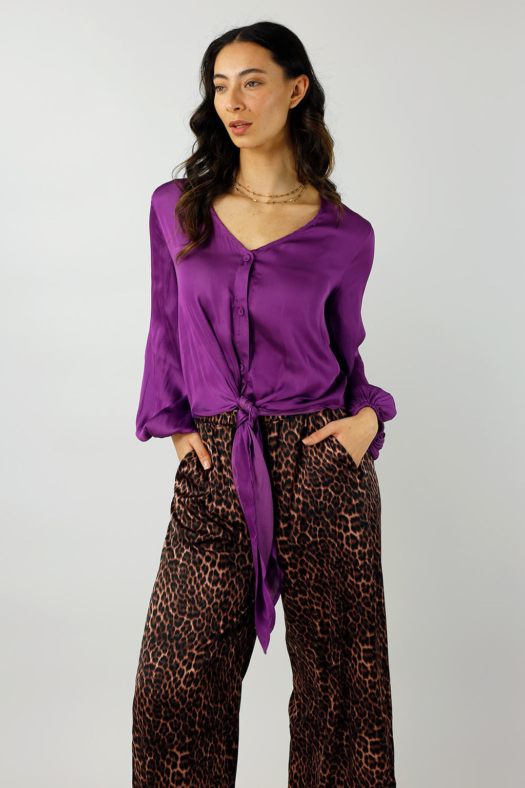 Purple Silky Zhoush Shirt - Final Sale
