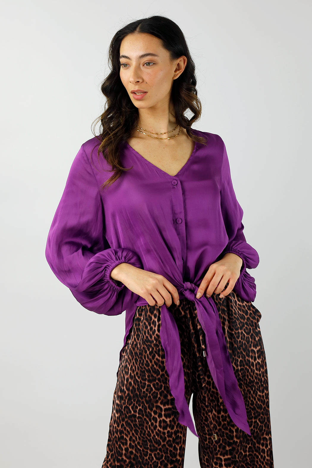 Purple Silky Zhoush Shirt - Final Sale