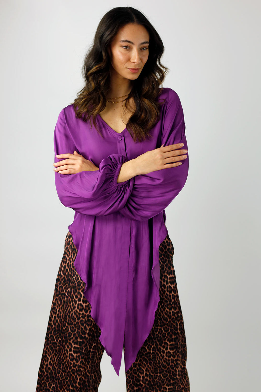 Purple Silky Zhoush Shirt - Final Sale