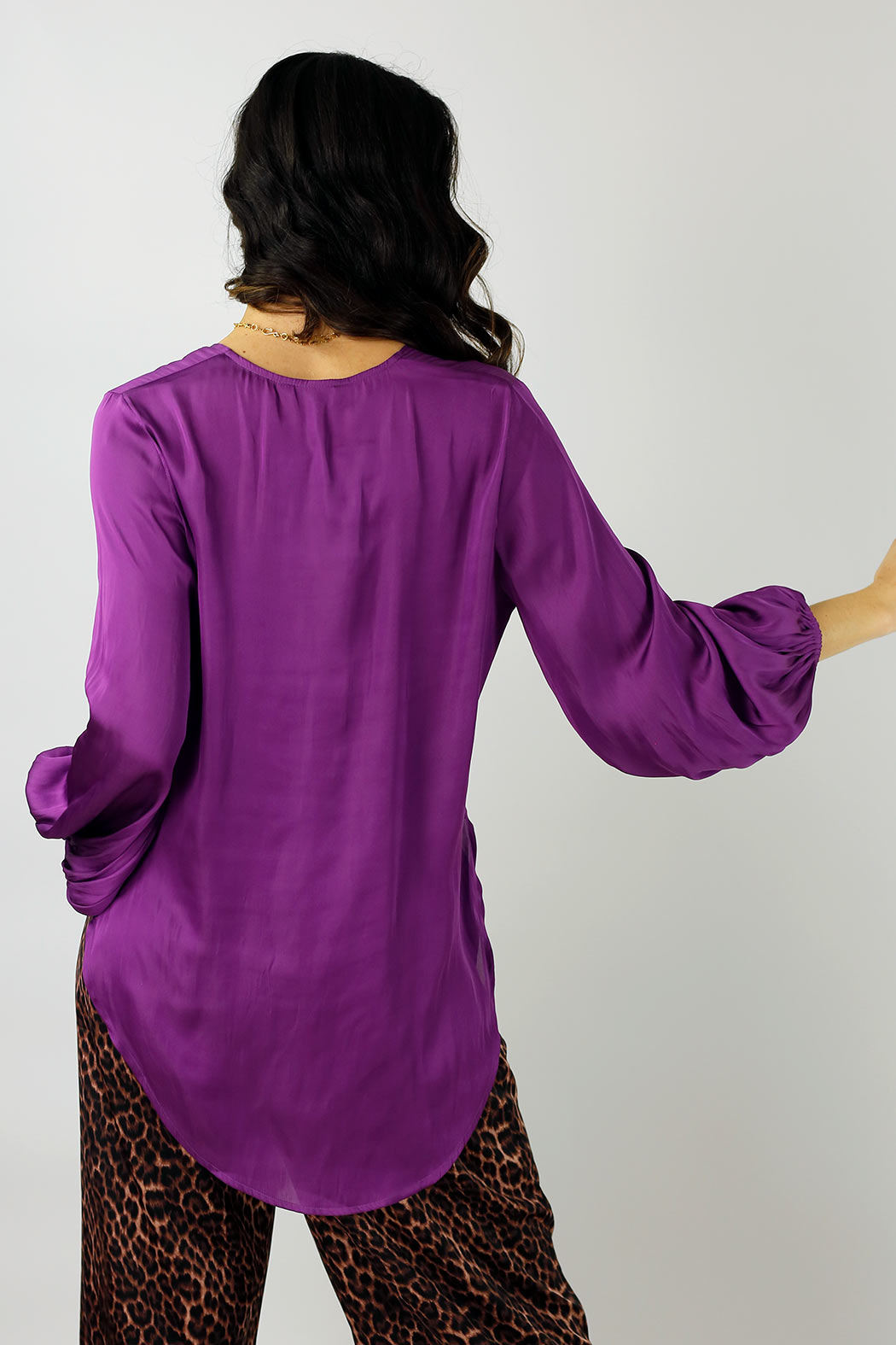 Purple Silky Zhoush Shirt - Final Sale
