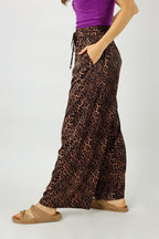 Brown Leopard Silky Long Culotte - Final Sale