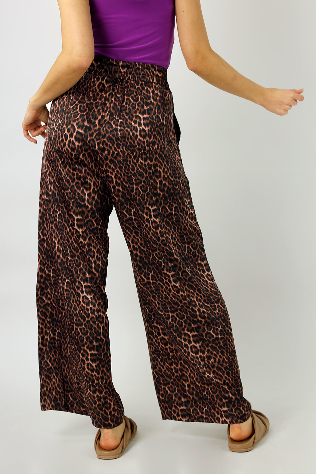 Brown Leopard Silky Long Culotte - Final Sale