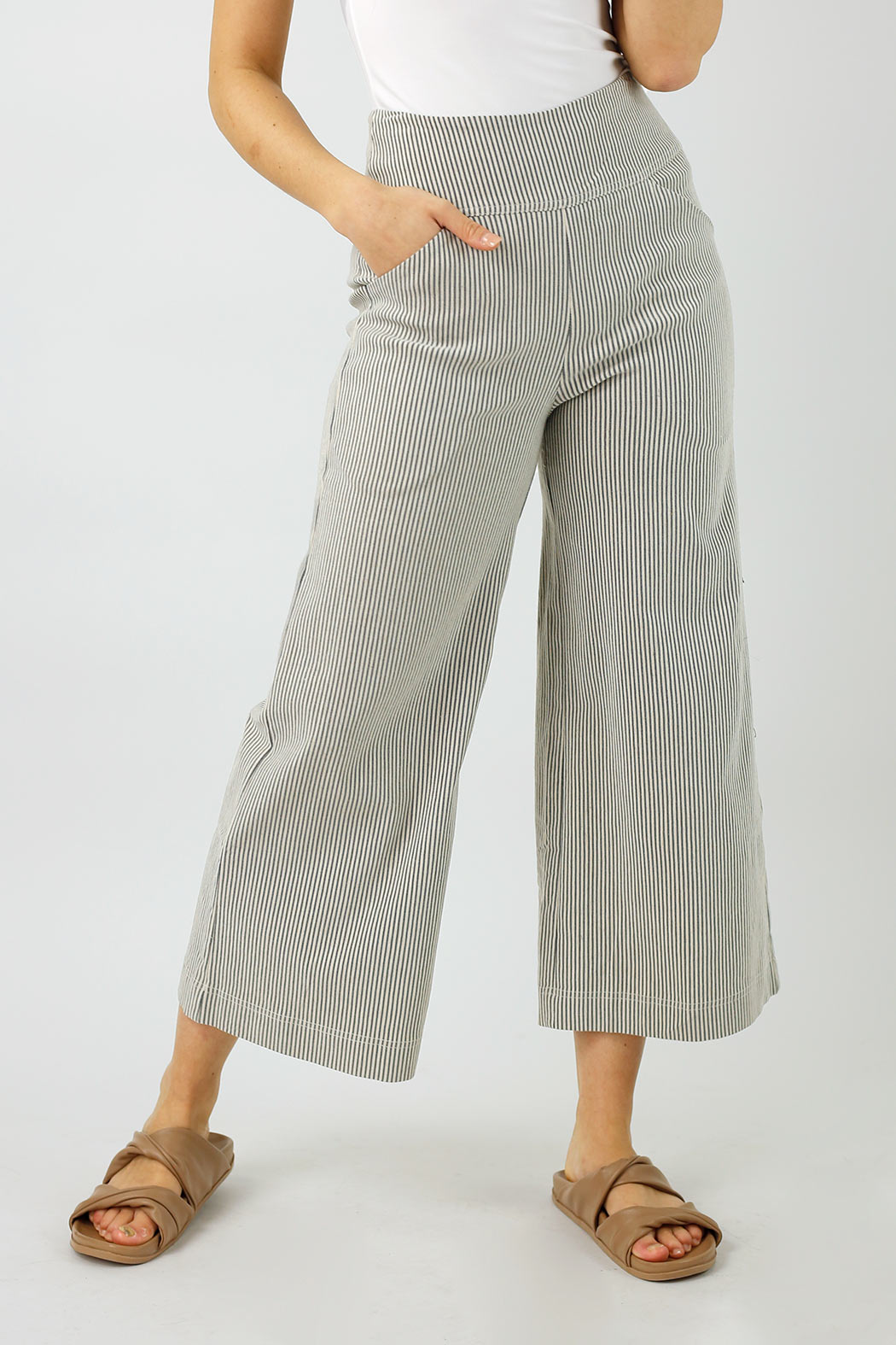 Navy Stripe Bengaline Jet Culotte - Sale