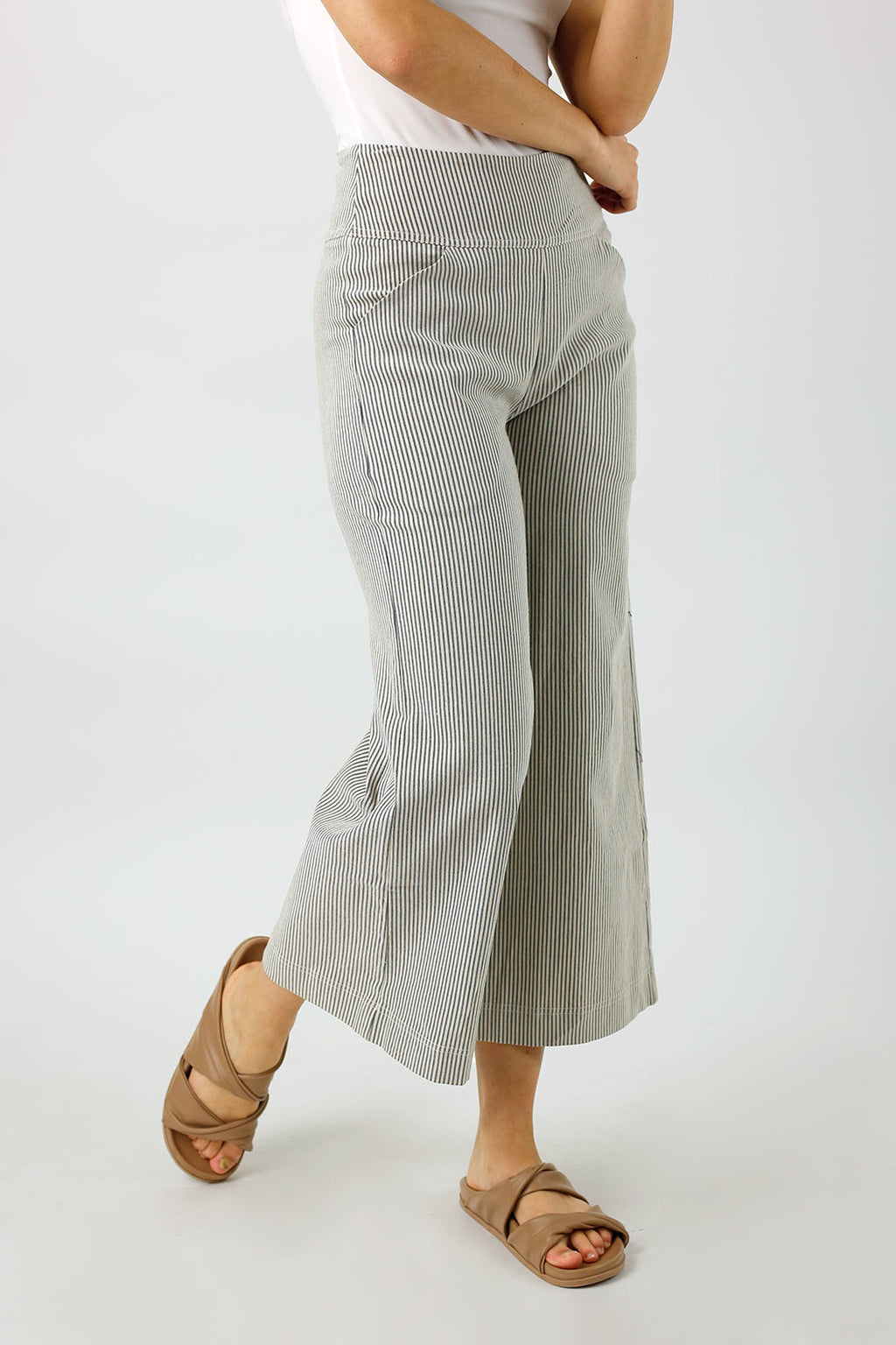 Navy Stripe Bengaline Jet Culotte - Sale