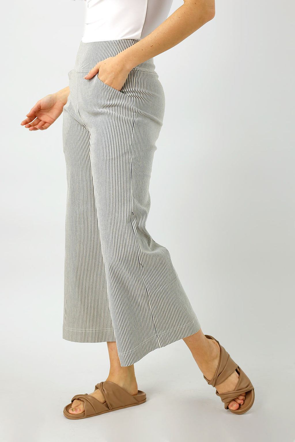 Navy Stripe Bengaline Jet Culotte - Sale