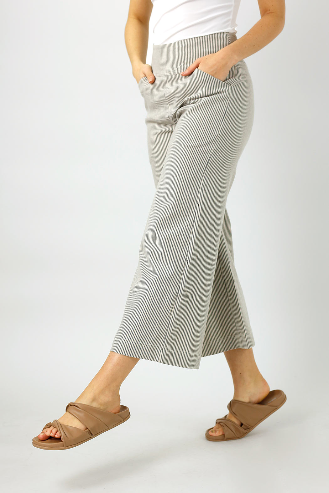 Navy Stripe Bengaline Jet Culotte - Sale