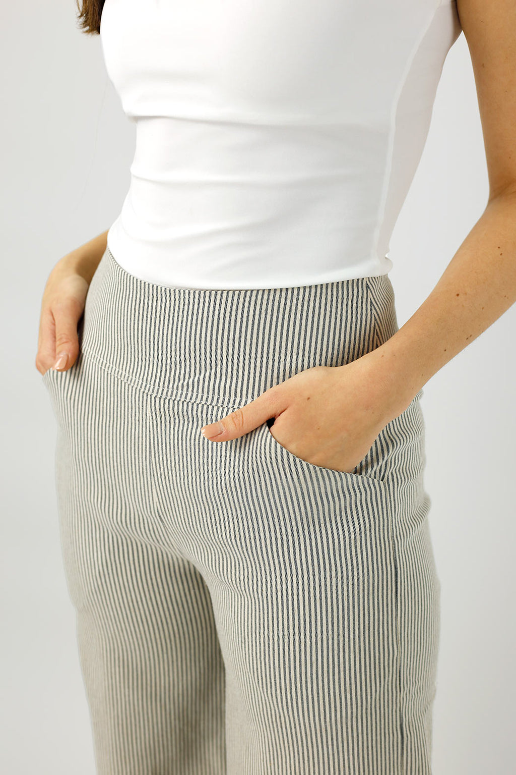 Navy Stripe Bengaline Jet Culotte - Sale