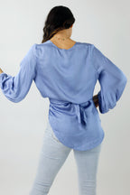 Cornflower Silky Zhoush Shirt - Final Sale