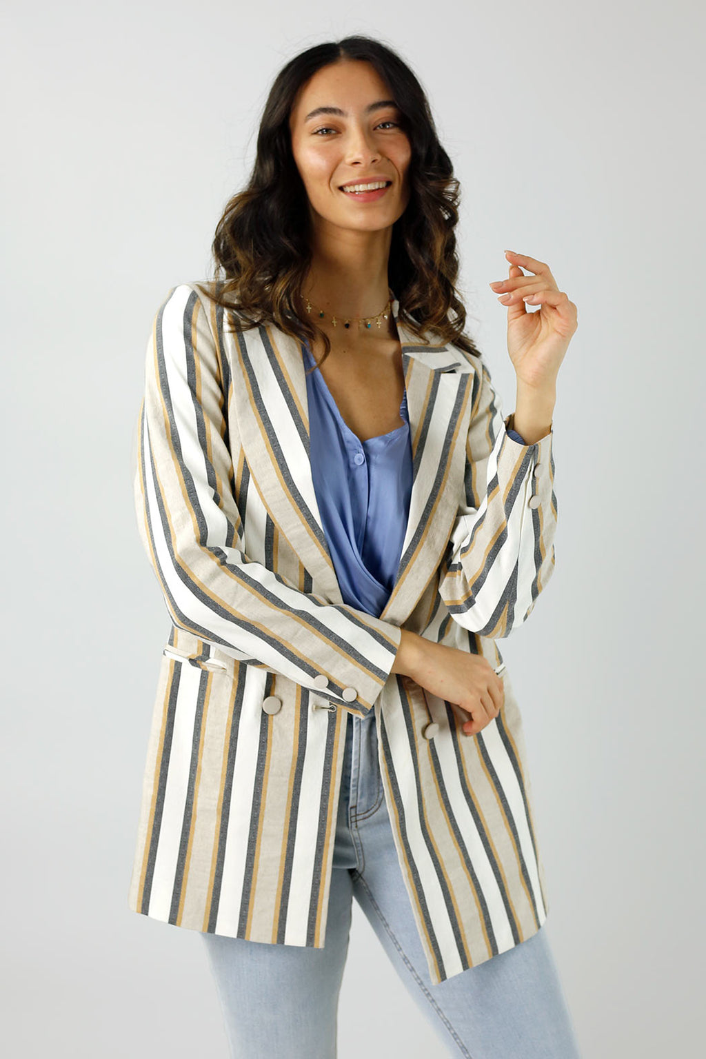Yellow Stripe Bengaline Blazer - Sale