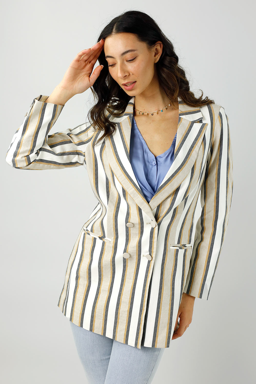 Yellow Stripe Bengaline Blazer - Sale