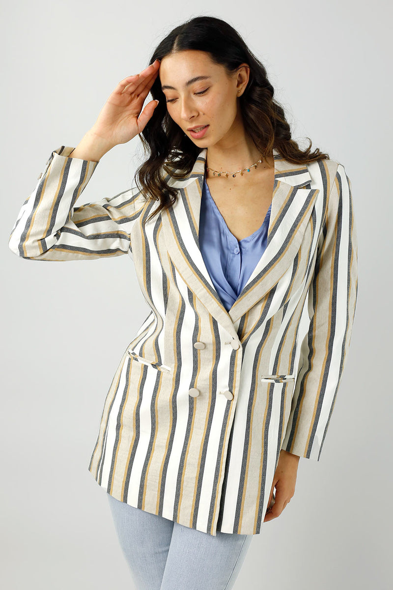 Yellow Stripe Bengaline Blazer - Sale