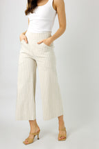 Beige And White Bengaline Jet Culotte - Final Sale