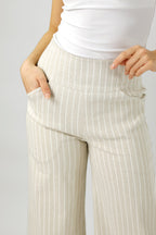 Beige And White Bengaline Jet Culotte - Final Sale