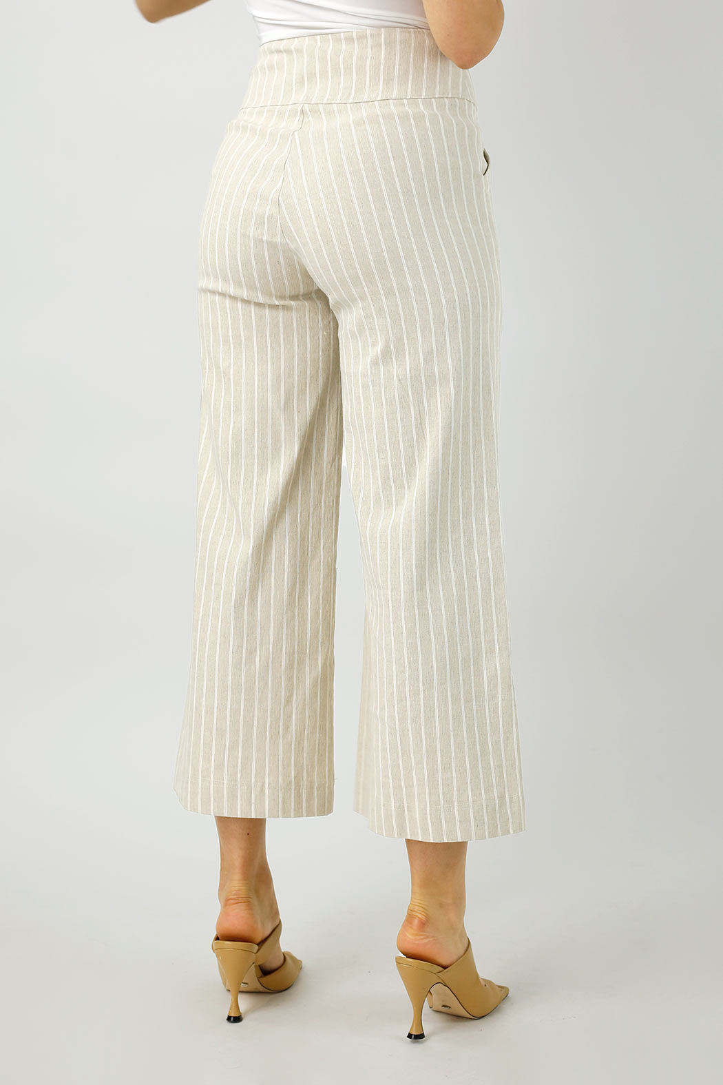 Beige And White Bengaline Jet Culotte - Final Sale