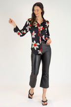 Black And Red Silky Piping Shirt - Final Sale