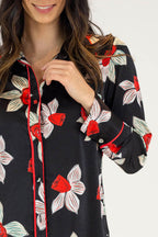 Black And Red Silky Piping Shirt - Final Sale