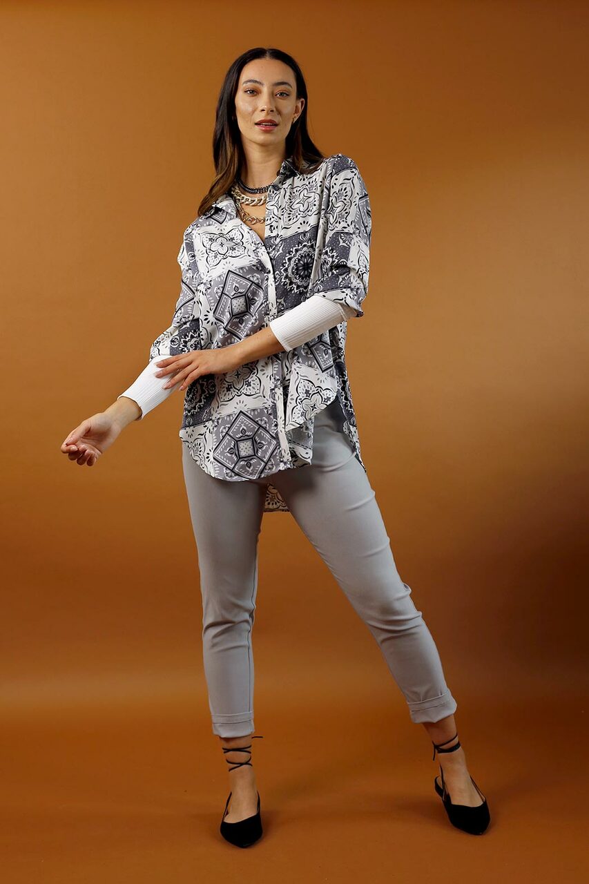 Grey Silky Andie Shirt - SALE