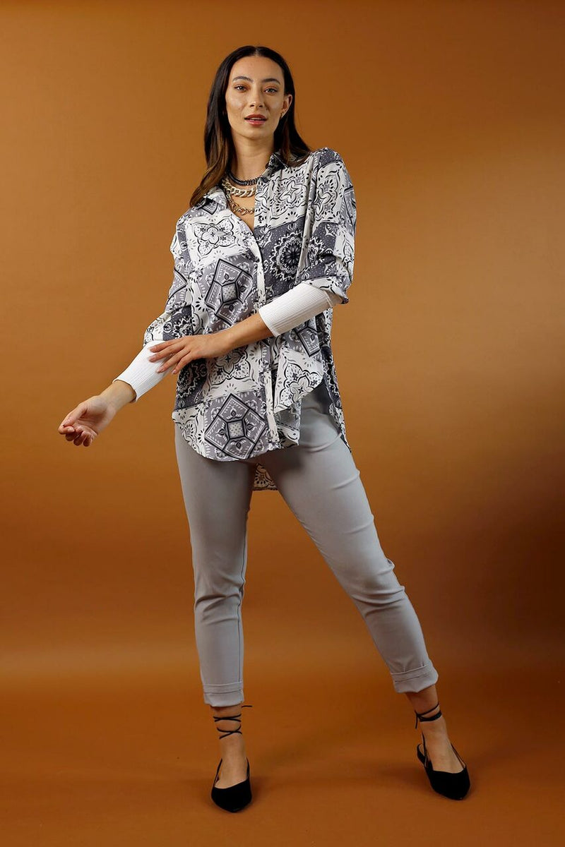 Grey Silky Andie Shirt - SALE