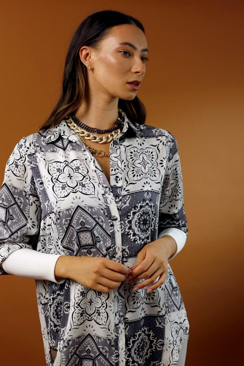 Grey Silky Andie Shirt - SALE