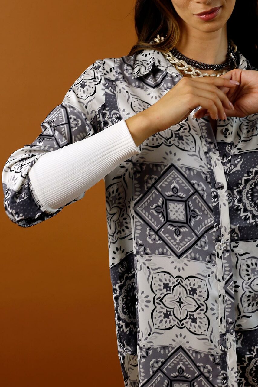 Grey Silky Andie Shirt - SALE