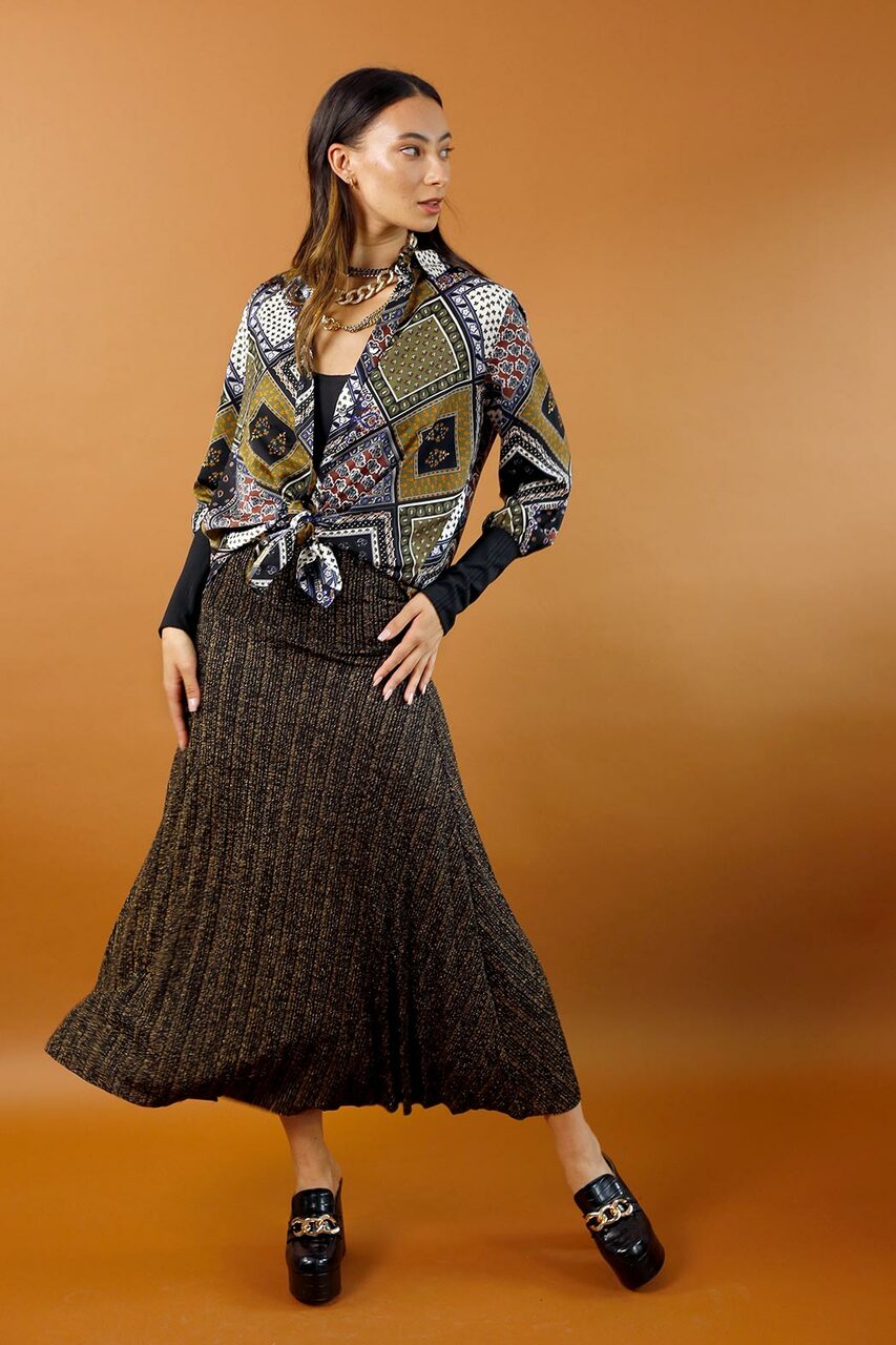 Khaki Silky Andie Shirt - SALE