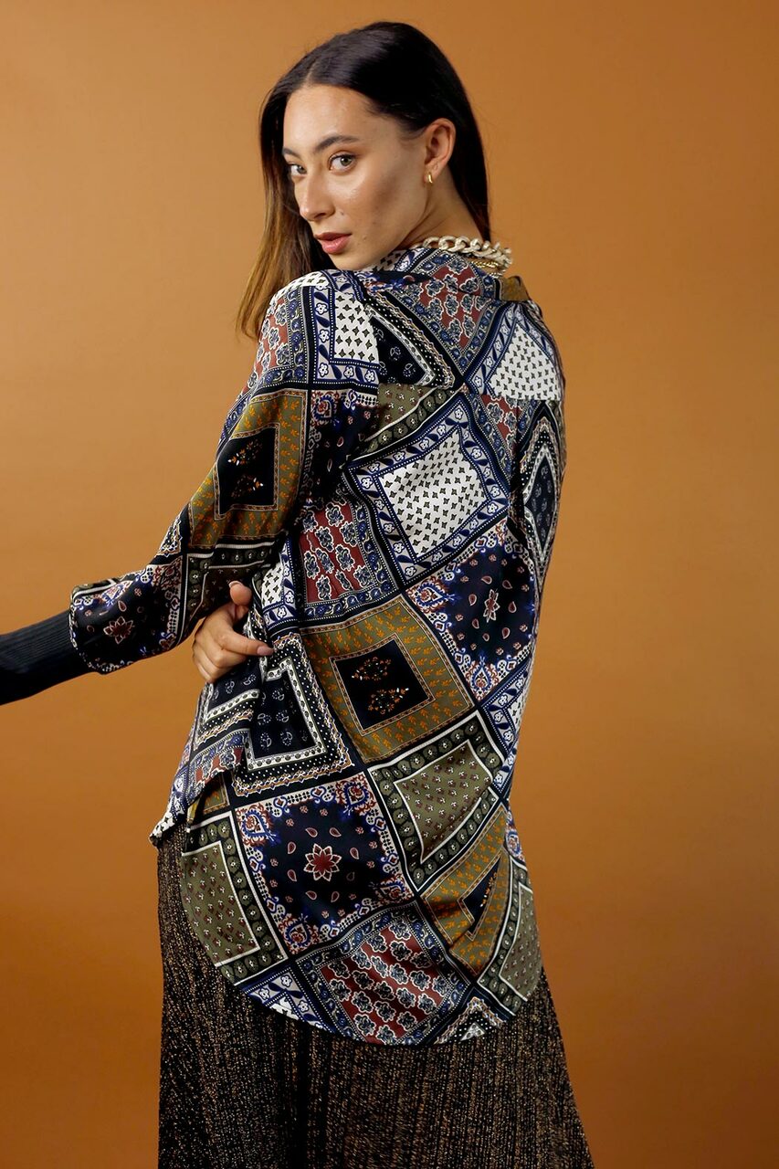 Khaki Silky Andie Shirt - SALE