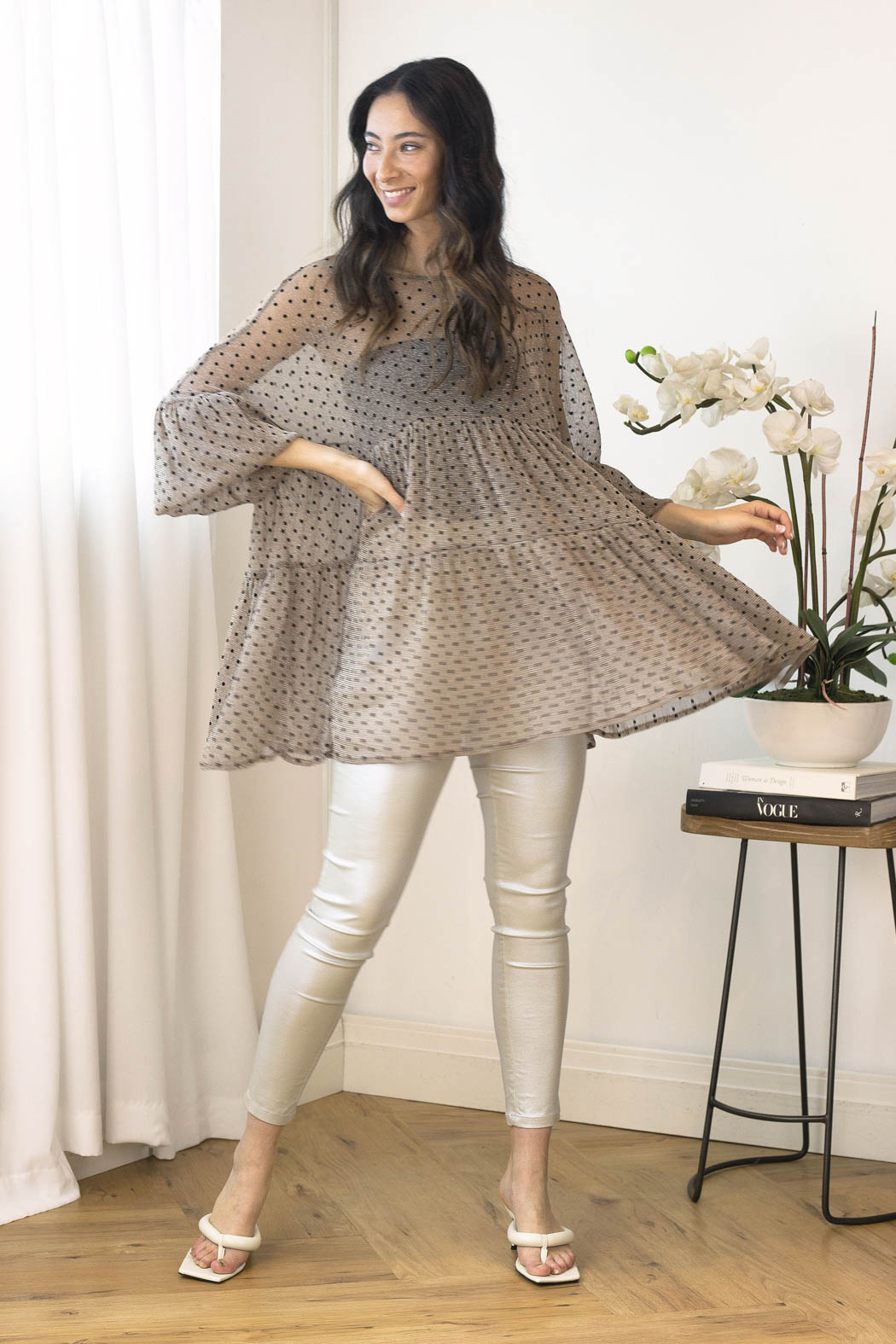 Mesh Tiered Top 10253b V